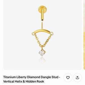 Titanium Liberty Diamond Dangle Stud -
Vertical Helix & Hidden Rook | cor bloom